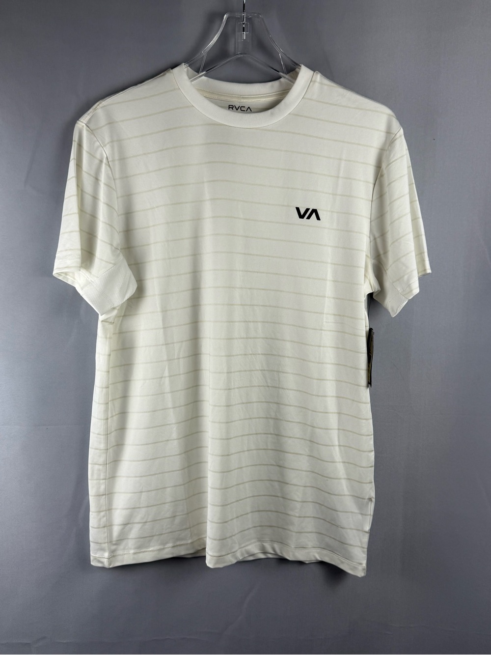 White Stripe Athletic Tee Mens Small Performance Gym Shirt NEW